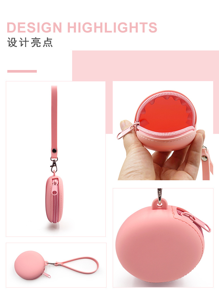圆形硅胶零钱包简约耳机包卡通儿童小钱包硅胶包包手提收纳包定制详情7