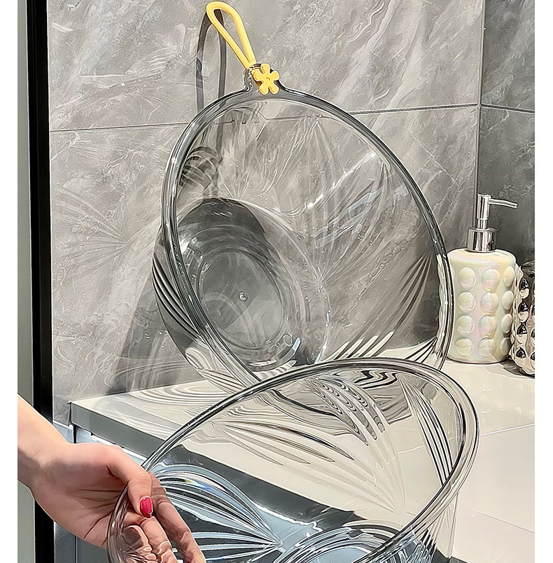 家用高颜值透明加厚纹理洗衣盆多功能壁挂洗脚盆塑料厨房洗菜盆子详情18