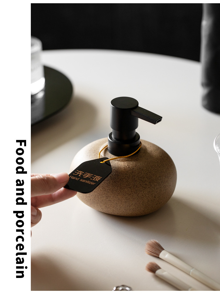 Wabi-sabi style rough earthenware press bottle, hotel and homestay lotion bottle, shampoo, body wash, hand sanitizer, conditioner portioned bottle pic 5