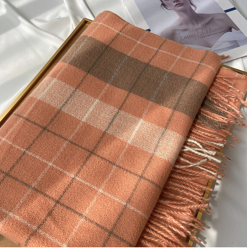 A new British classic faux cashmere dual-purpose scarf for women's autumn and winter, available for wholesale at street stalls in 2023 pic 28