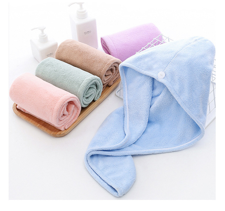 【 Chi Jia 】 Coral Fleece shower cap, soft Absorbent dry hair cap, lightweight student shower cap for hair care pic 11