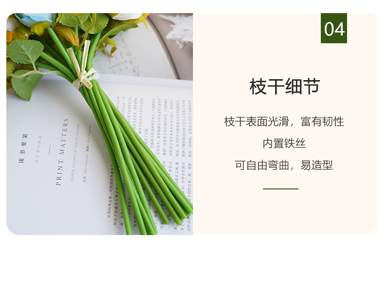 A Korean-style wedding bride is holding a bouquet of 12 small roses for home decoration. The artificial flowers are a simulation of 12 small roses pic 26