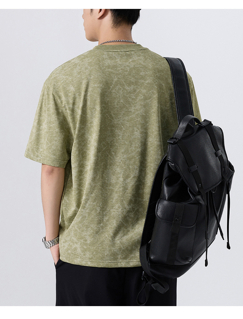 2025夏季新款重磅美式复古休闲短袖T恤男大码宽松潮牌薄款体恤详情17