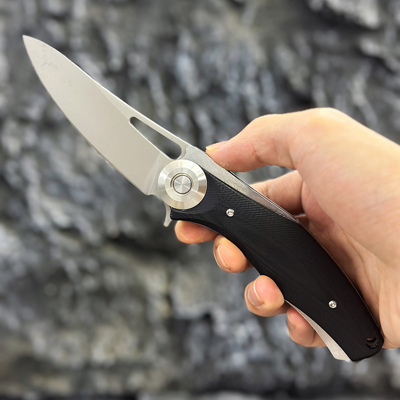 Cross-border best-selling bear head high-end folding knife D2 steel G10 handle folding knife, outdoor camping survival fishing knife pic 7
