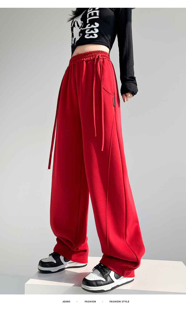 Fleece warm wide-leg pants, loose and high-waisted, slimming winter new style pic 38