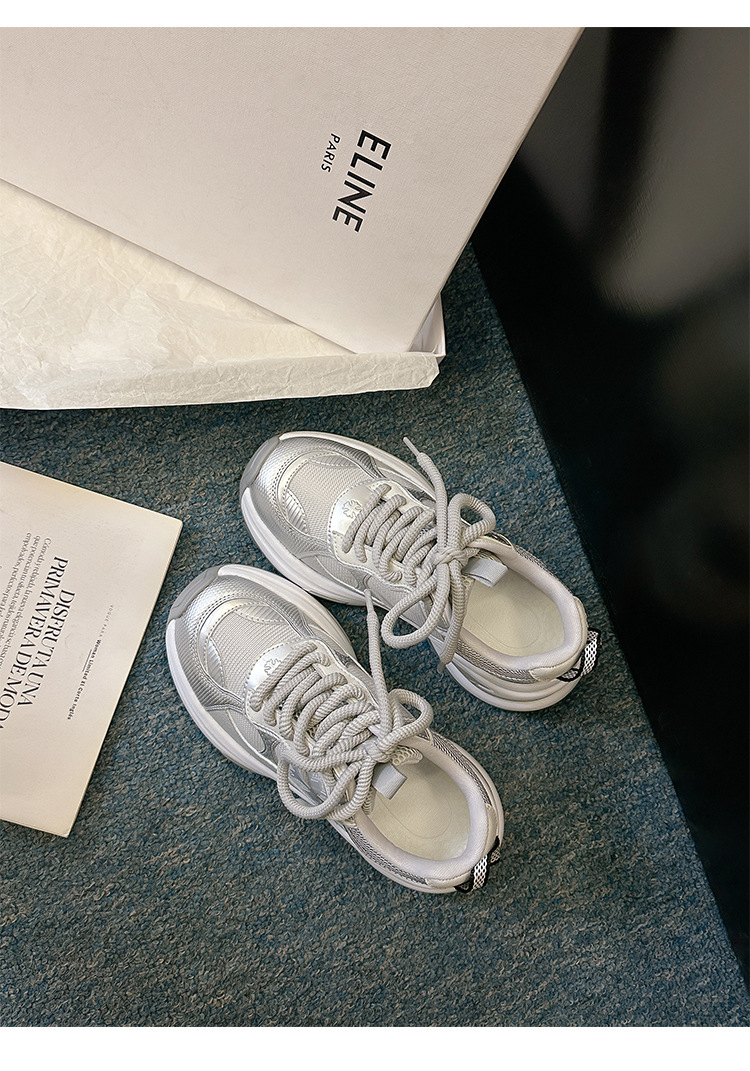 苏茵茵同款增高7.5cm~十字花厚底休闲运动鞋女厚底老爹鞋跑步鞋详情40