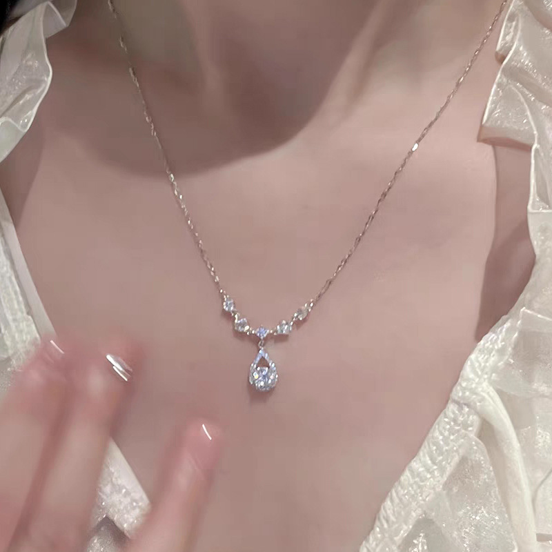 新品甜美人鱼之泪s925纯银项链轻奢小众高级水滴吊坠生日礼物女生详情6