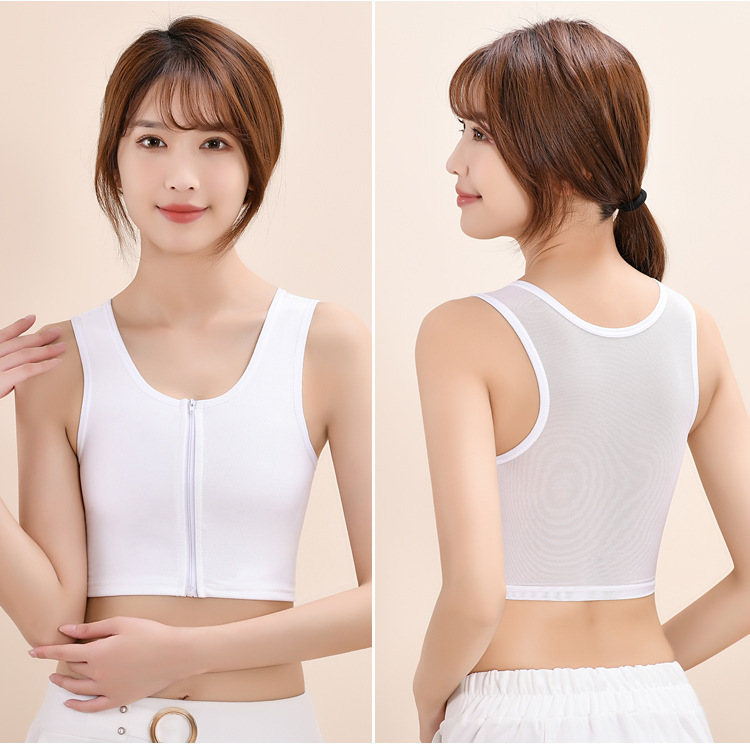 cosplay sports underwear: girl with a tight chest, plump girl, mm with a zipper, student to prevent exposure, cool T-shaped corset lesT to make the breasts look smaller pic 16