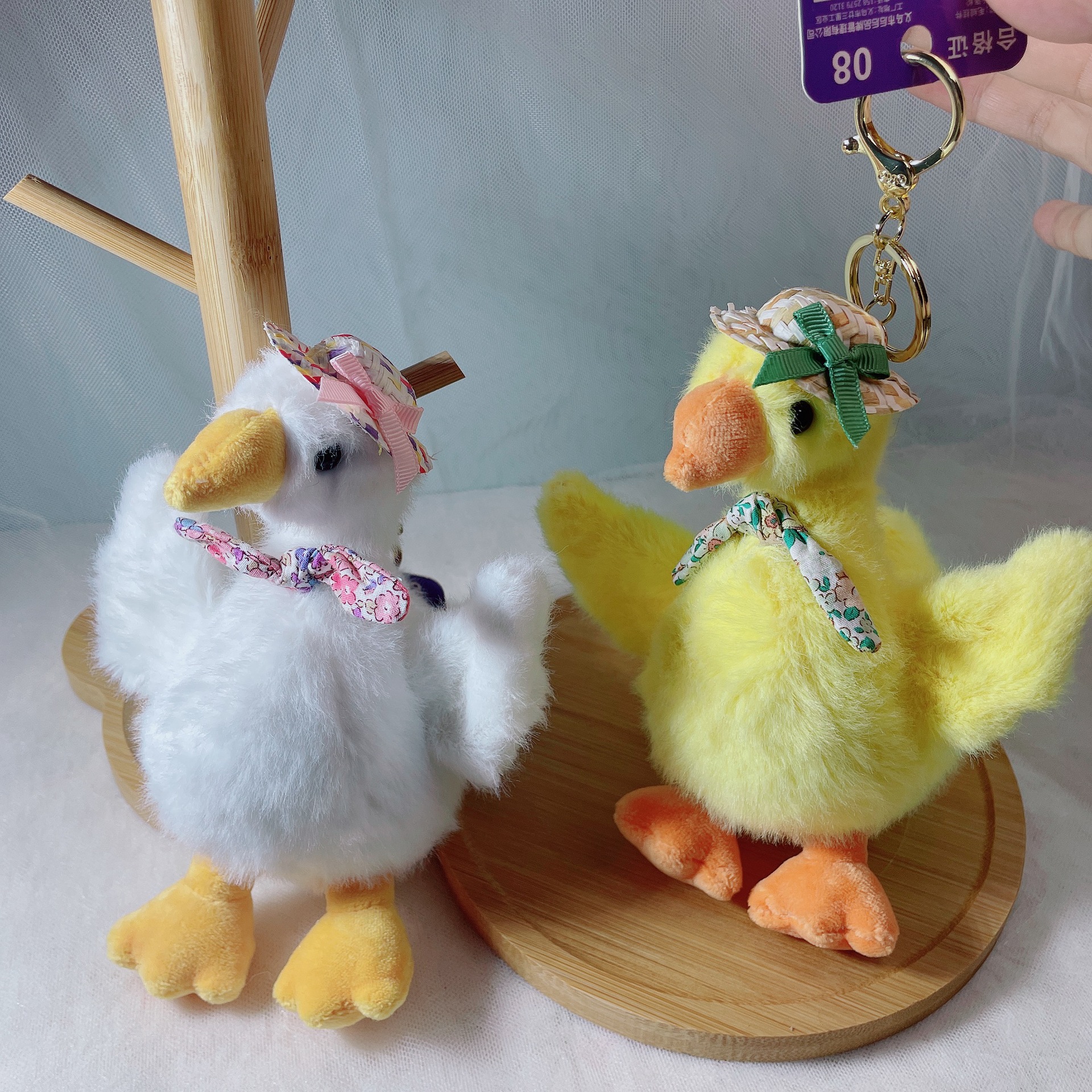 Cute gentleman goose plush keychain pendant, noble lady goose, proud goose plush doll bag pendant pic 2
