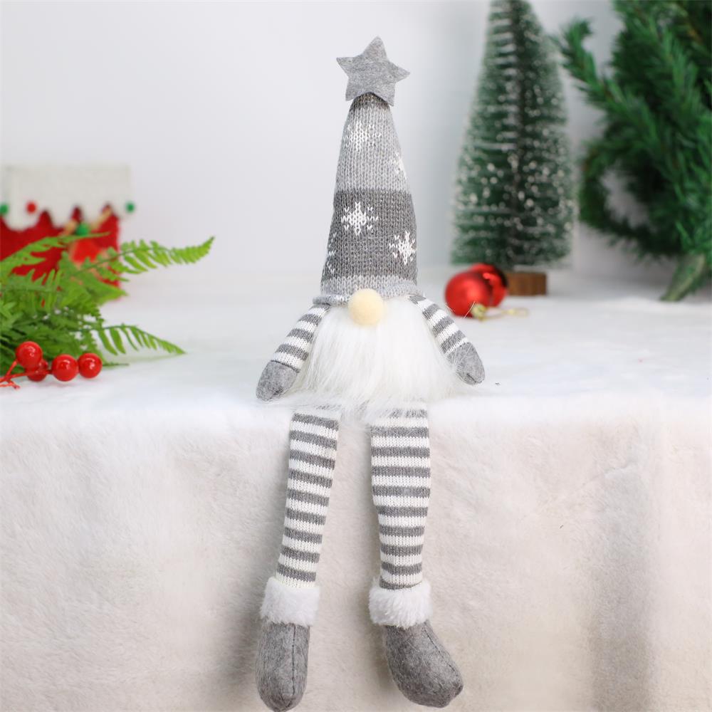 Christmas Decorations: Cross-border Christmas dwarf dolls, glowing knitted long and short legs, faceless ornaments, in red, green and gray. In stock pic 8
