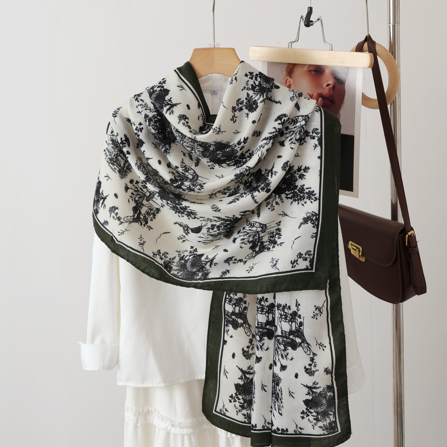 A color-blocked fashionable faux wool scarf, a thin and warm silk scarf, a large shawl, and a fashionable cape long scarf for women pic 7