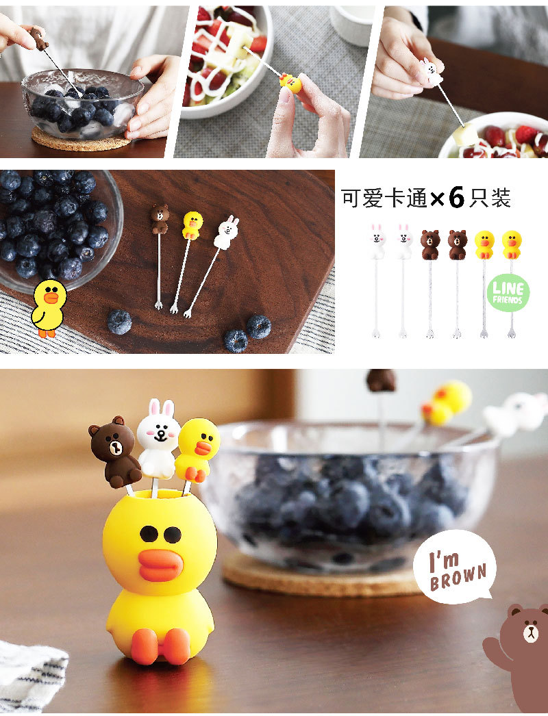 水果叉子家用不锈钢小鸭果叉罐创意收纳罐套装水果签蛋糕甜品叉详情10