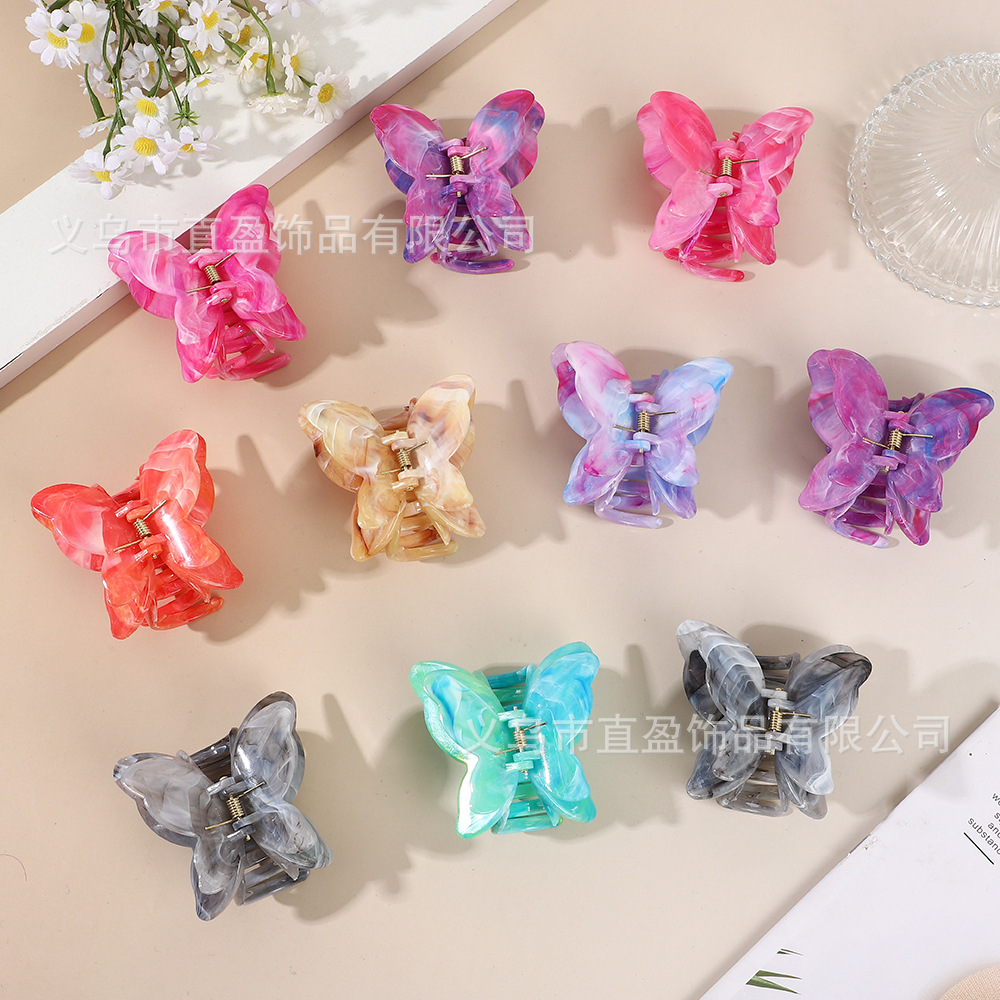 2025年新款超仙法式大理石纹高级感抓夹双层蝴蝶发夹跨境饰品批发详情10