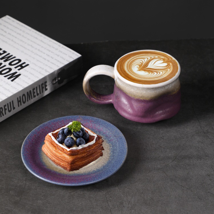 窑变咖啡杯碟套装复古陶瓷杯下午茶卡布奇诺拿铁咖啡杯家用马克杯详情27