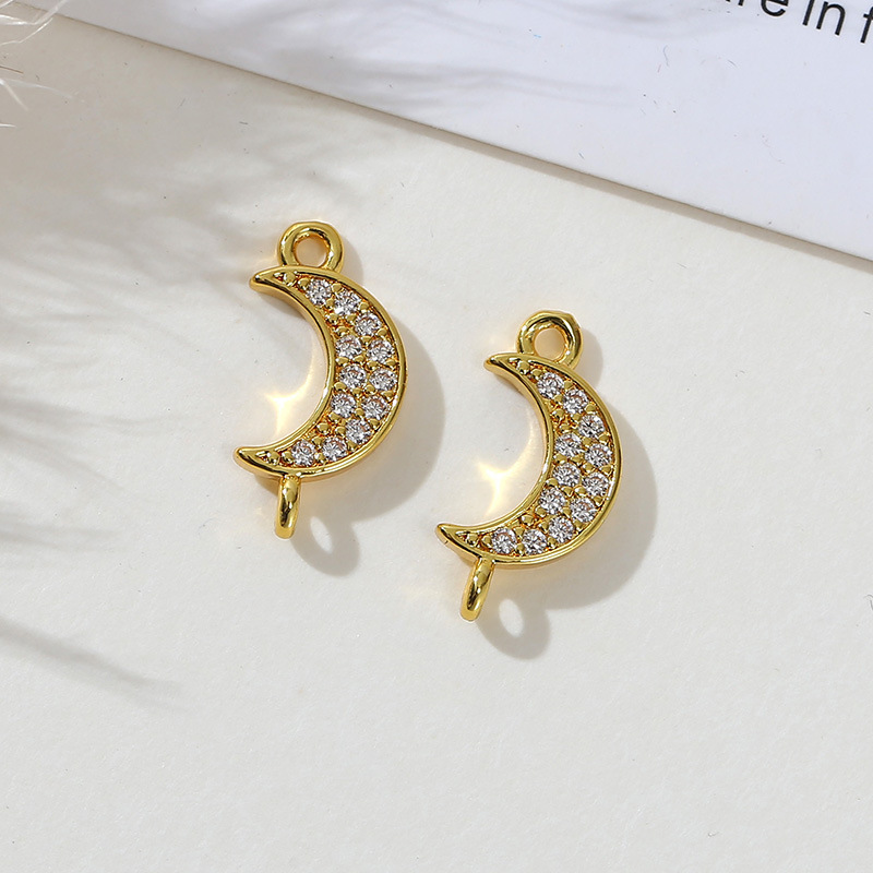 Wholesale of new moon copper zircon handmade diy Lightning eye heart-shaped necklace, bracelet and small pendant accessories pic 5