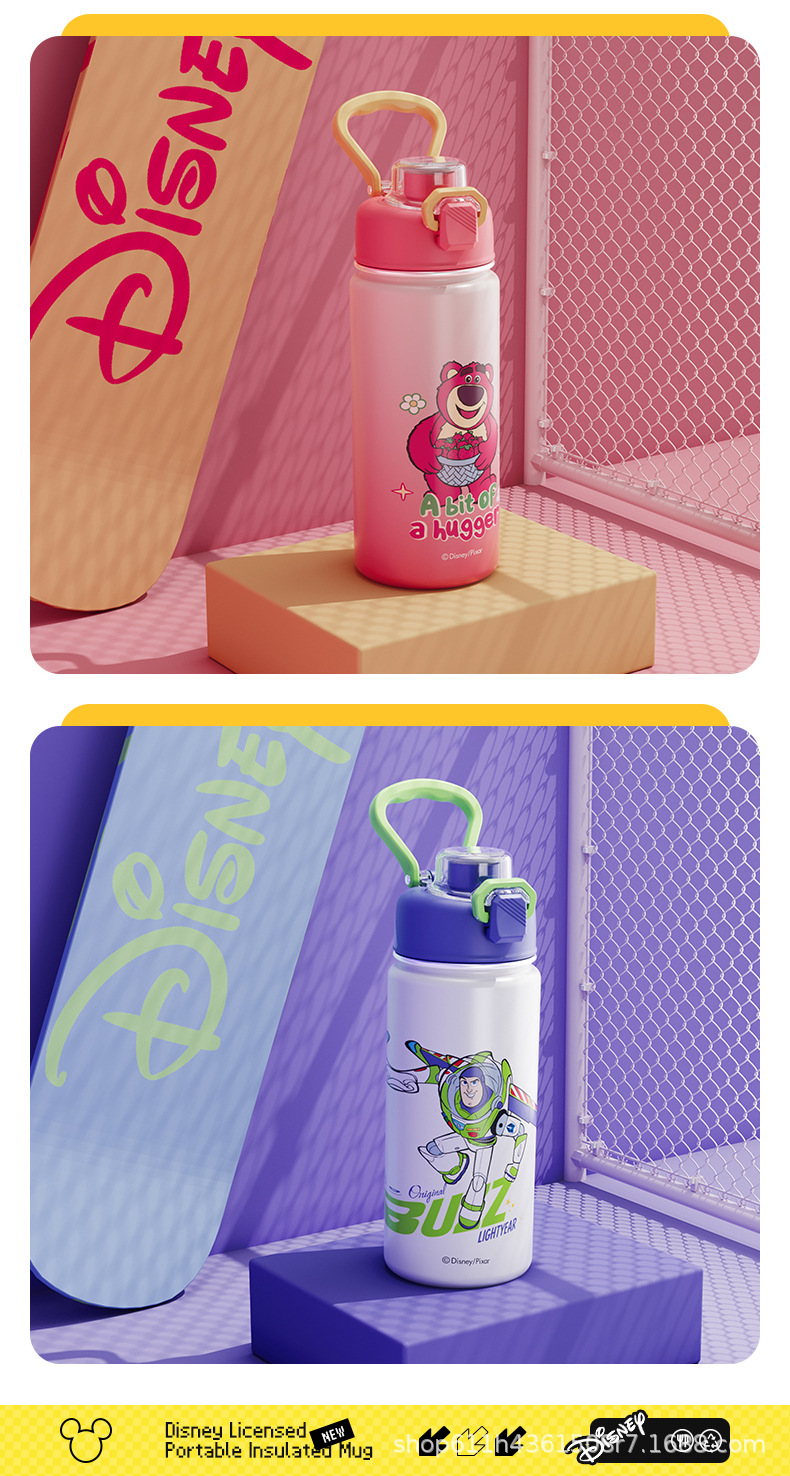 草莓熊米奇大容量卡通可爱创意便携316不锈钢手提水杯批发保温杯详情19