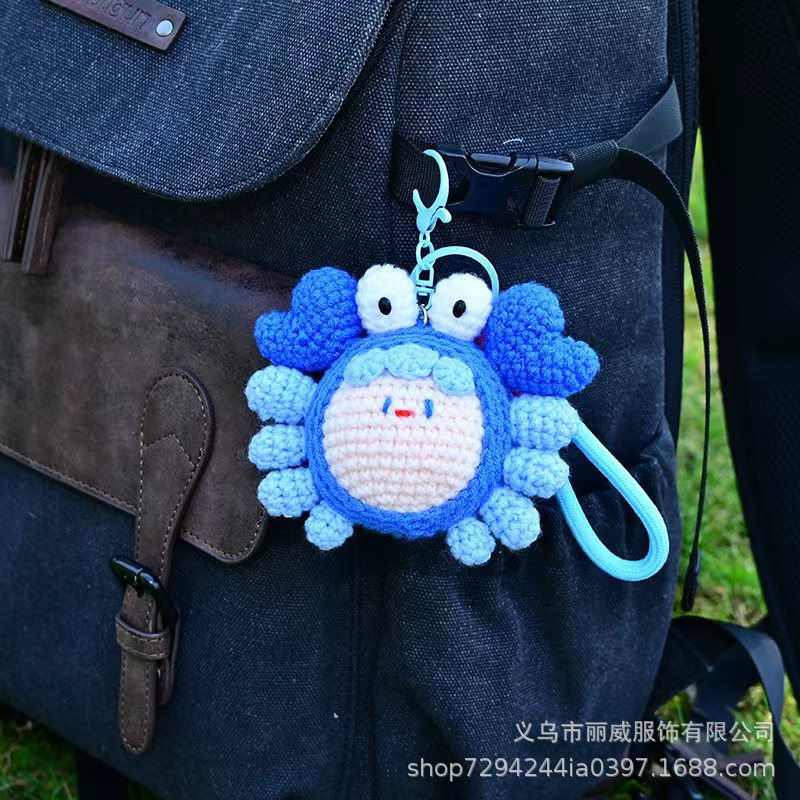 钩织螃蟹团子挂件毛线针织钥匙扣挂饰编织卡通玩偶包包挂玩偶批发详情3