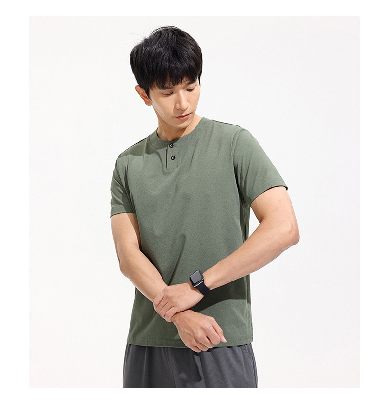 A new short-sleeved T-shirt for men in summer, featuring a trendy American style with a button-down collar and a cool, breathable feel. It is a sporty and casual top for young people pic 22