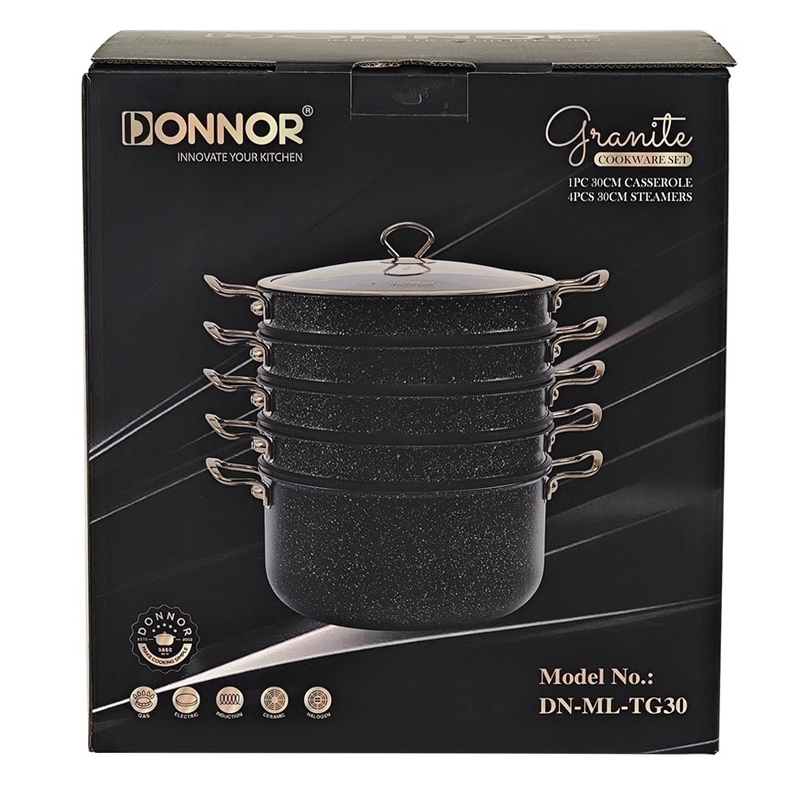 Aluminum non-stick non-smoke marble 4layers non-stick steamer nonstick 4layers steamer 30cm pic 7