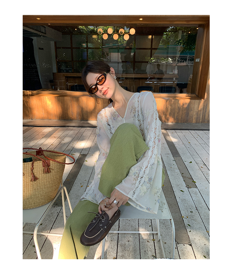 New Chinese-style Zen-inspired, stylish, unique and exquisite openwork chiffon shirt C3552 pic 6