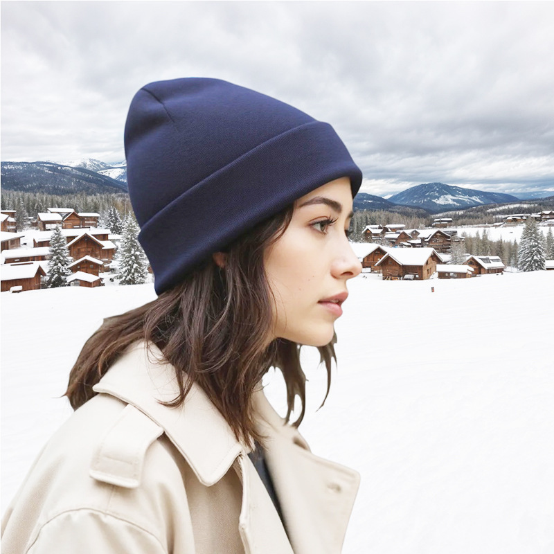 现货黑色针织帽男女纯色冷帽欧美保暖帽子荧光色毛线帽光板针织帽详情16