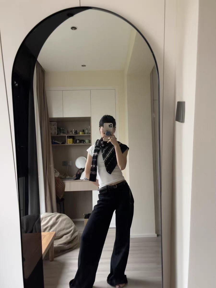 New simple and casual style, versatile wide-waist, slimming black loose wide-leg jeans for women 3048 pic 36