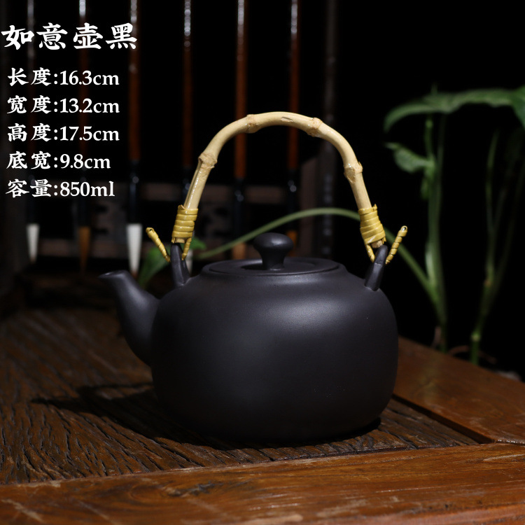 Special offer: Large-capacity purple clay kettle, Gongfu tea set, charcoal stove kettle, household and outdoor handle kettle, suitable for boiling teapots pic 16