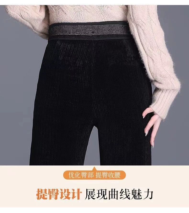 秋冬雪尼尔阔腿裤子女高腰筒裤宽松休闲长裤垂感条绒通勤风直筒裤详情11