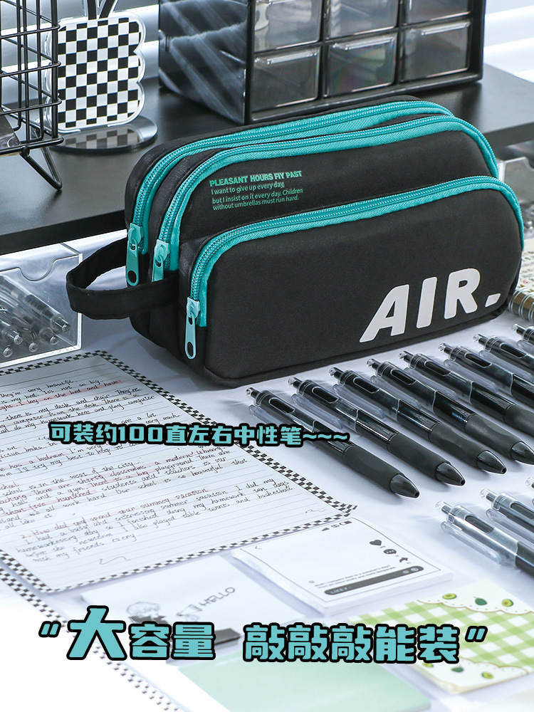 手提大容量简约炫彩战斗笔袋多功能初中小学生耐脏文具袋男生笔袋详情5