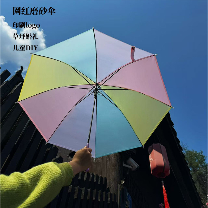 Rain Flower transparent disposable umbrella wholesale, long-handled automatic PVC plastic white high appearance level umbrella wholesale pic 6