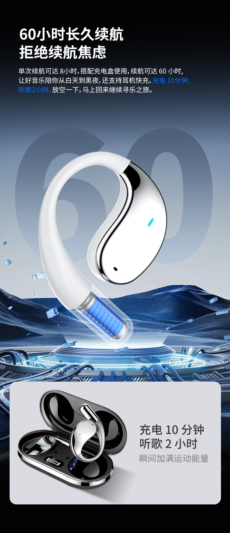 Estilo explosivo Ai traductor auriculares abiertos OWS no en el oído auriculares bluetooth inalámbricos Q39 auriculares deportivos colgante de la oreja pic 15