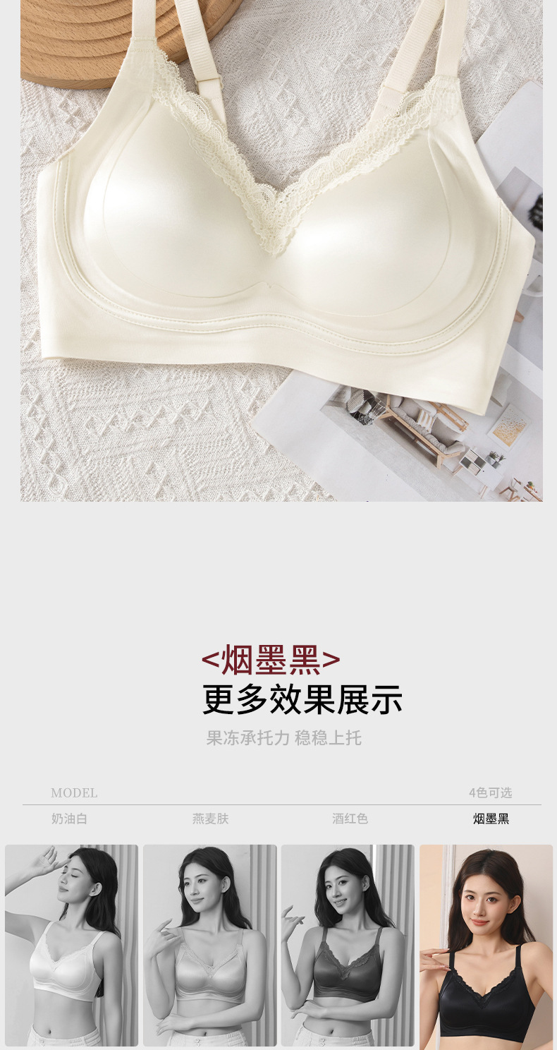 2026新款果冻条蕾丝透气无钢圈无痕内衣女士聚拢防下垂文胸胸罩舒适柔软详情19