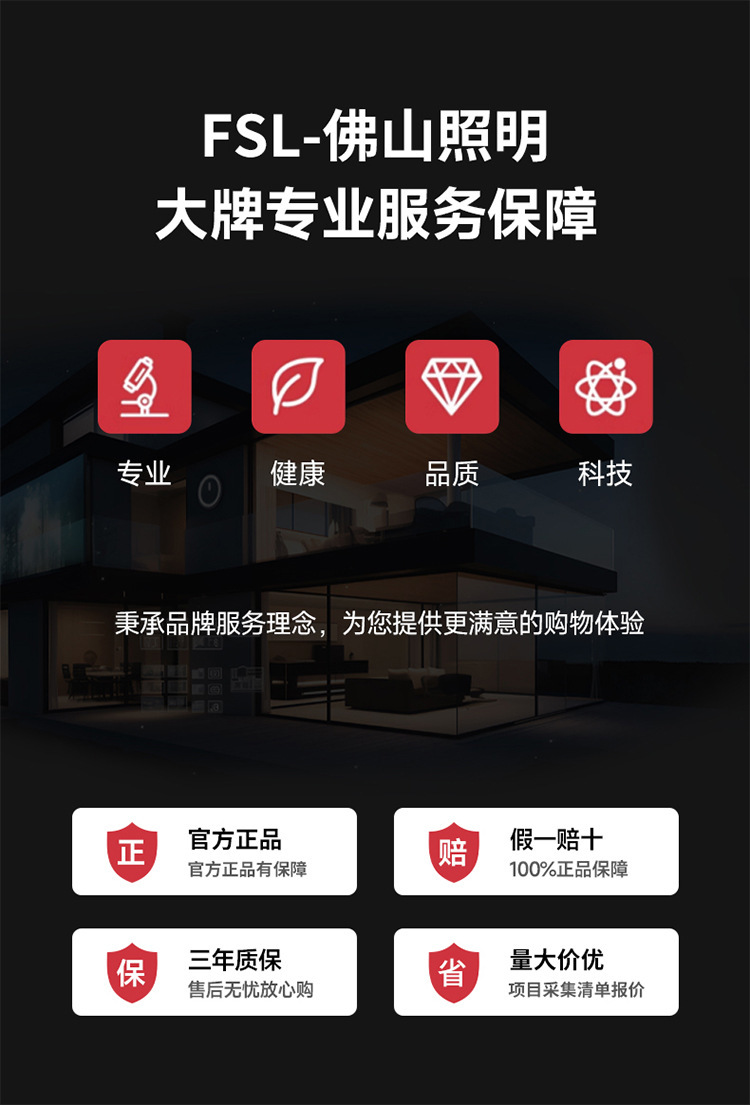 fsl佛山照明led灯泡大功率柱形球泡高亮节能A泡灯E27螺口明装灯座详情4