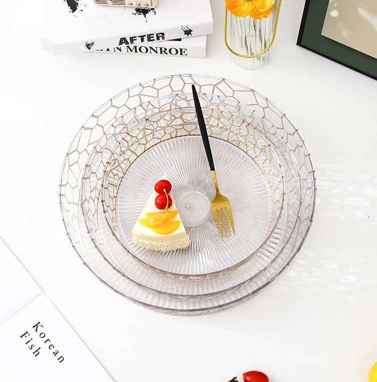 果盘高级感轻奢家用客厅干果零食收纳盒塑料PET加厚防尘水果盘子详情17