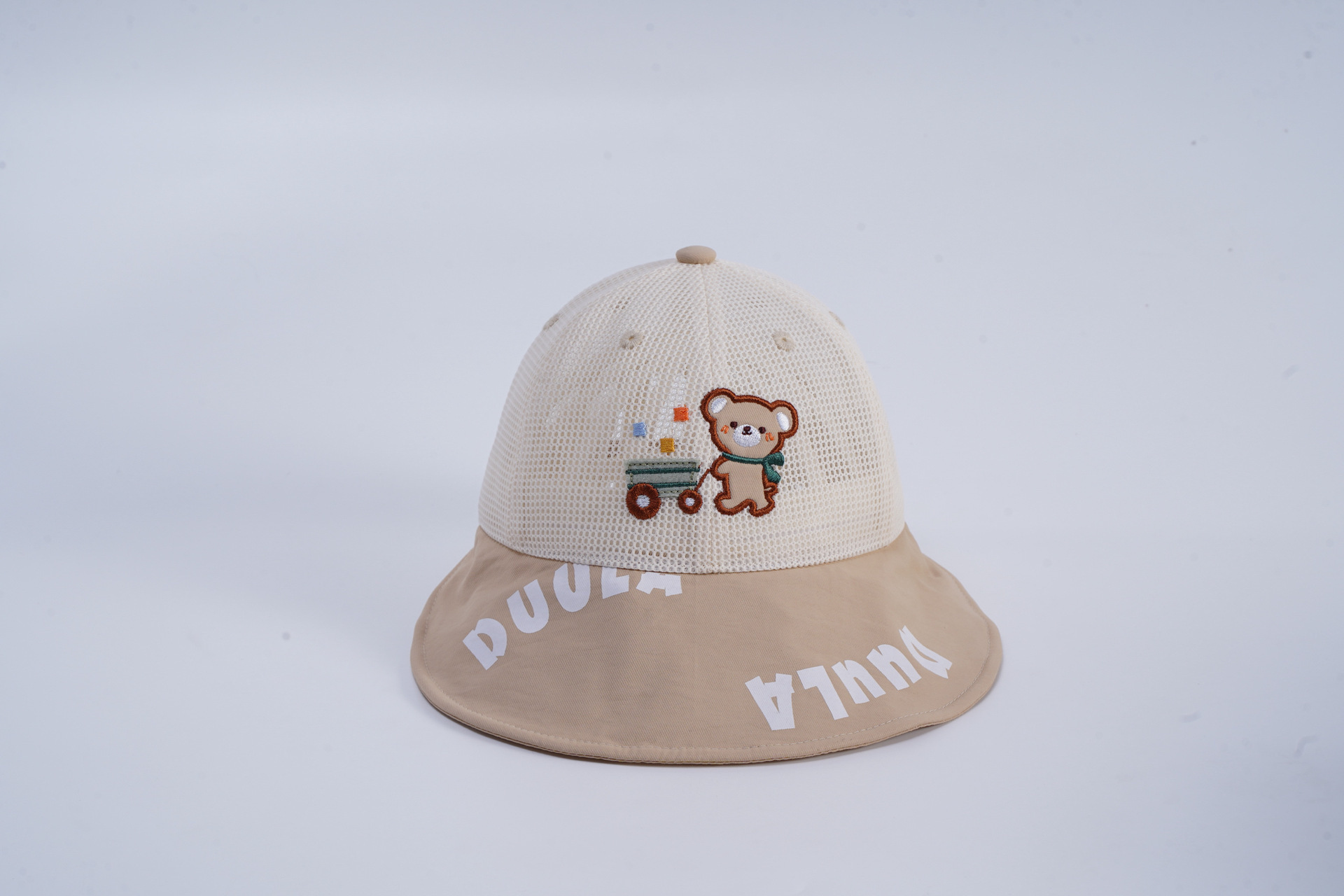 儿童防晒帽夏季新款卡通小熊网眼遮阳透气大檐太阳鸭舌棒球盆帽详情9
