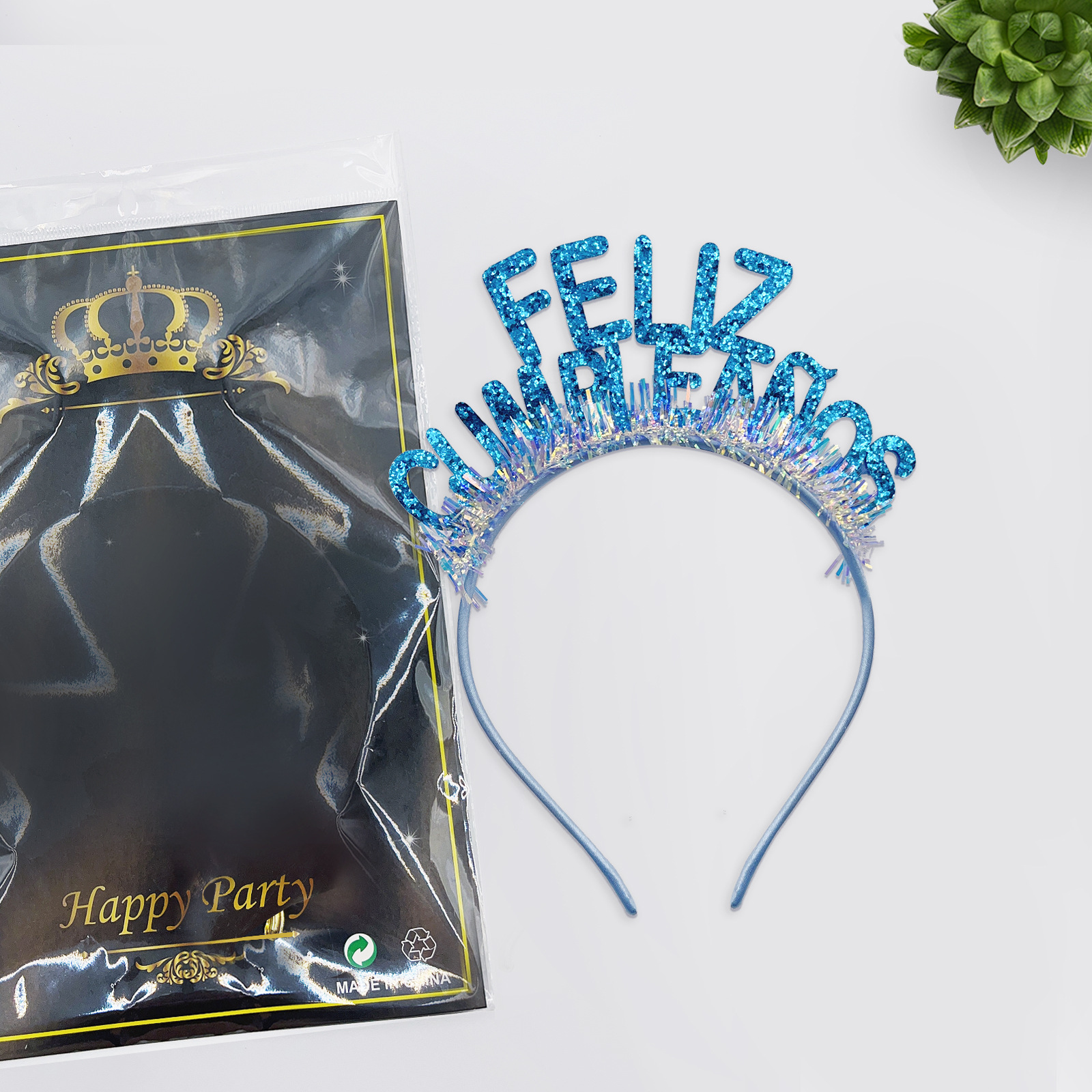 闪粉生日发箍西语英语多款Feliz闪粉金丝西生日派对头箍聚会拍照详情12