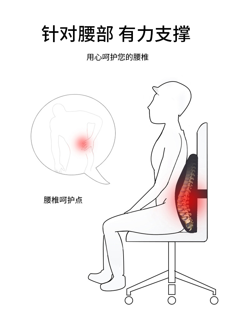 Cushion office memory foam lumbar support slow rebound car cushion chair lumbar pillow cross-border Amazon gift logo pic 4