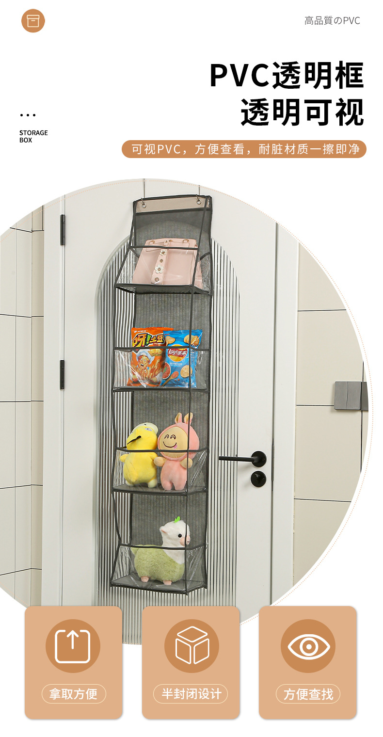 门后收纳袋家用多层包包玩具储物袋悬挂式墙上内衣杂物收纳挂架详情8