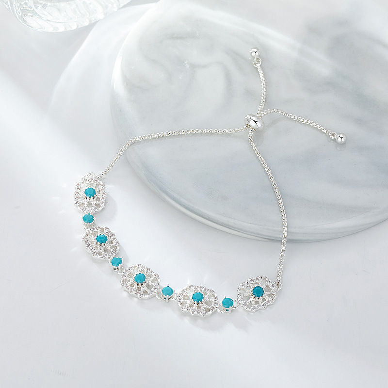 柏伶饰品跨境爆款金属绿松石装饰手链百搭女士配饰时尚小众手饰品详情6