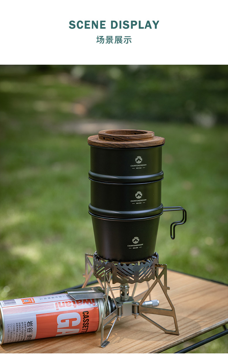 柯曼BKS369不锈钢镀钛加深黑化雪拉碗户外露营烧水杯大容量餐具详情9