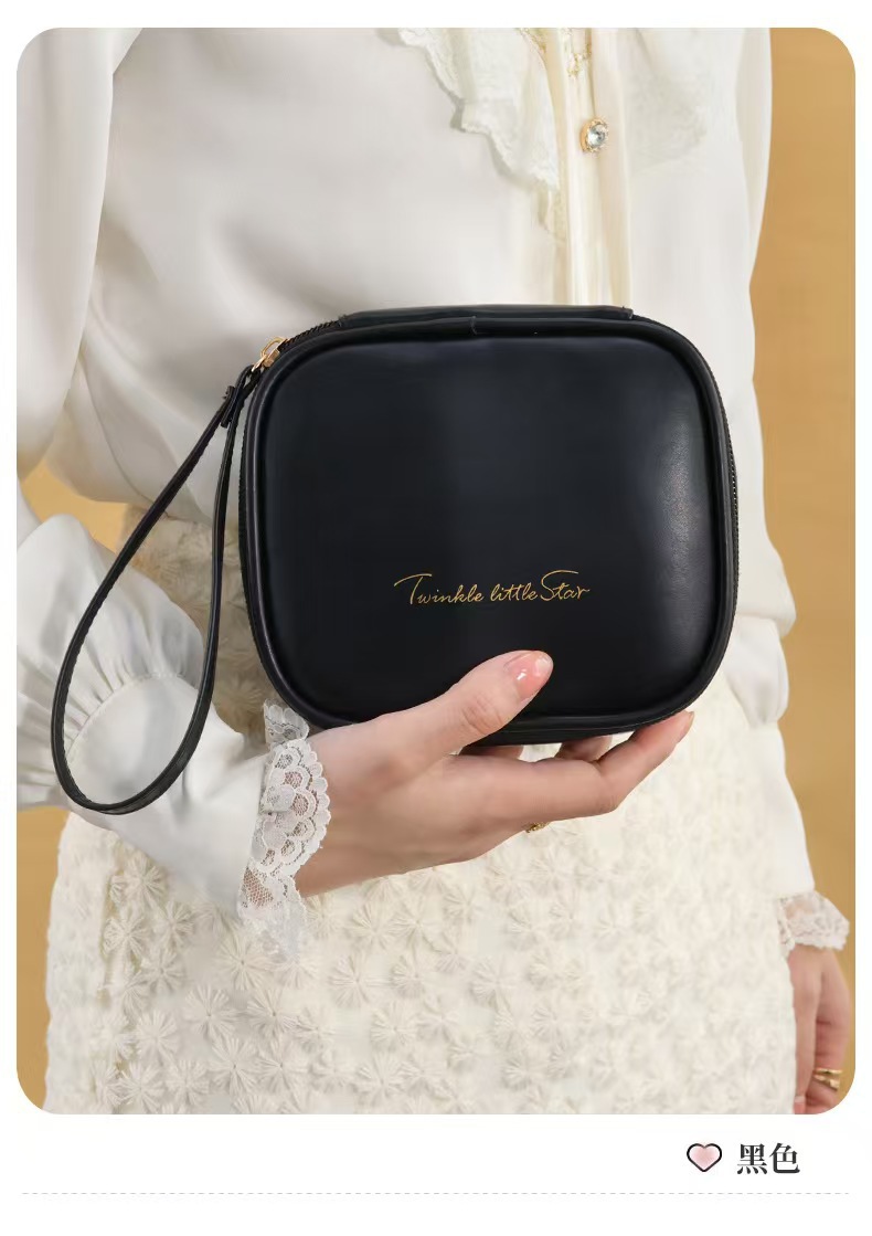 New PU mini portable sanitary napkin storage bag, waterproof hand-held multi-functional cream lipstick makeup bag pic 6