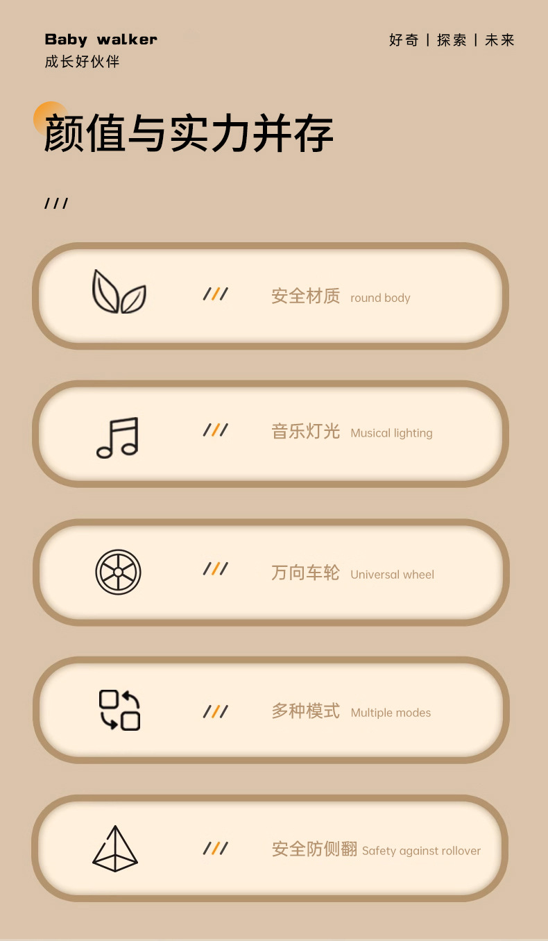 学步车防o型腿婴儿多功能防侧翻手推车宝宝可坐可推学行车起步车详情3