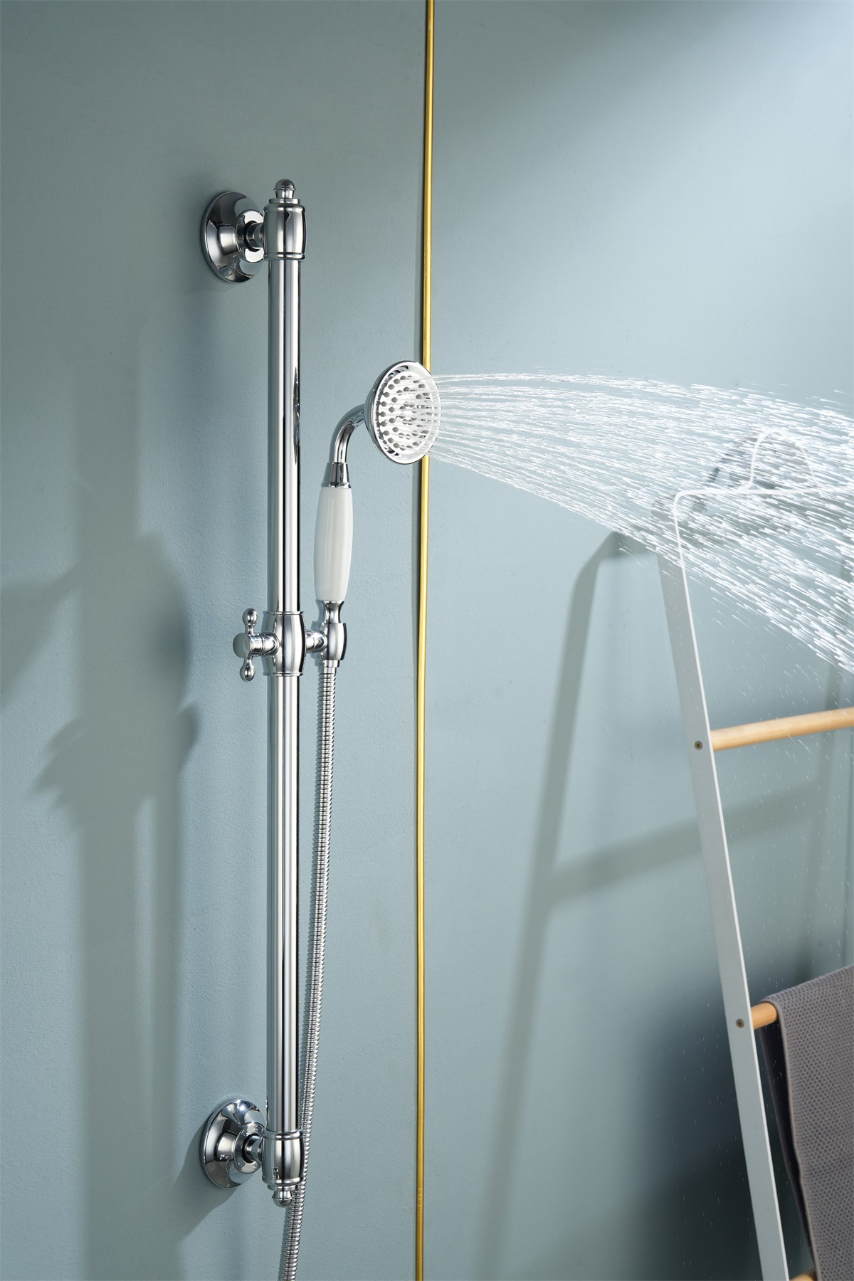 欧式全铜冷热花洒金色淋浴花洒挂墙式龙头卫生间升降增压混水阀详情21