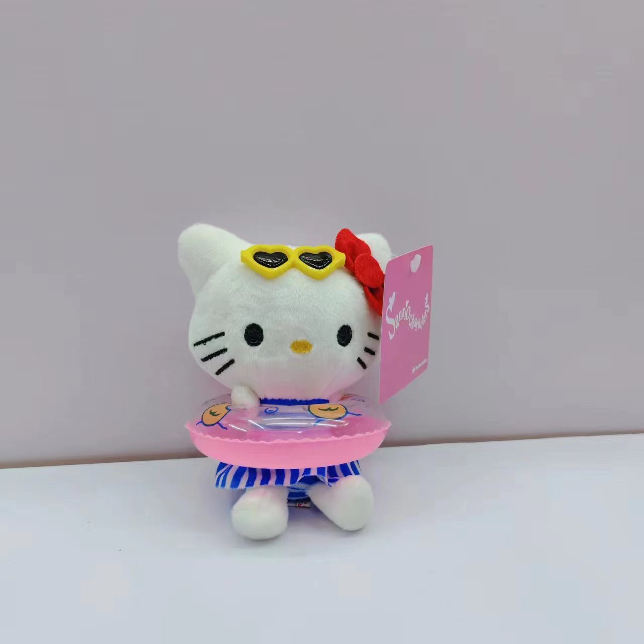 爆款眼镜泳圈KT猫毛绒公仔4寸背包小挂件夏威夷KT 库洛米玩偶礼品详情9