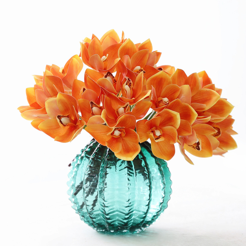 Hui LAN Flower Art: 6-head 3D printed hand-held fabric orchid bouquet, wedding decoration, hand-held bouquet, home simulation flower art, simulation plant orchid flower accessories pic 11