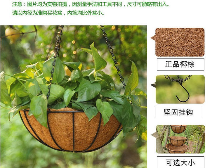 椰棕垫壁挂花盆悬挂式吊兰花盆创意吊盆挂绿萝多肉垂吊壁挂架包邮详情4