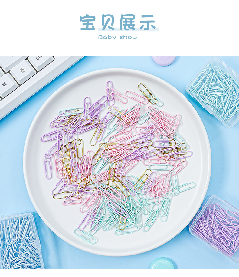 Wholesale of cross-border best-selling 28mm paper clips, creative paper clips, macaron-colored metal binding, financial and office supplies pic 8