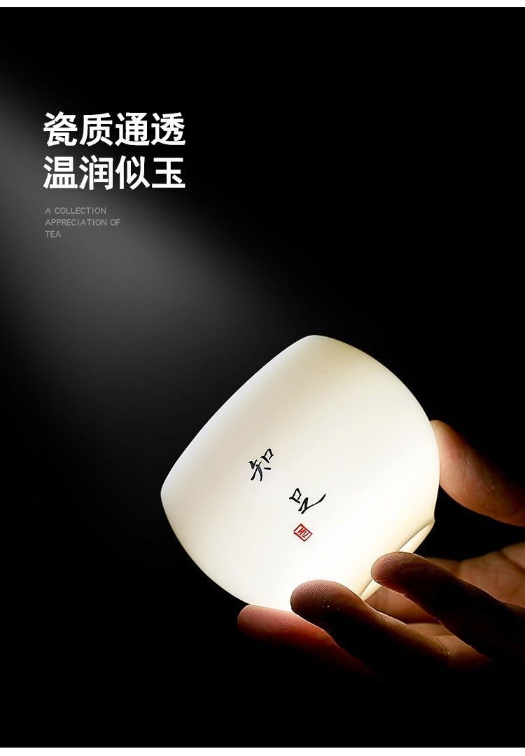 羊脂玉瓷品茗杯陶瓷茶杯茶具日式龙蛋杯功夫白瓷单杯主人杯喝茶碗详情16