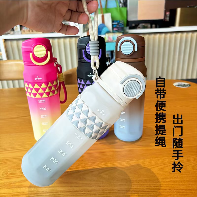 Bouncing lid plastic space cup, student outdoor fitness portable water cup, summer anti-scald, high appearance level gradient direct drinking cup pic 6