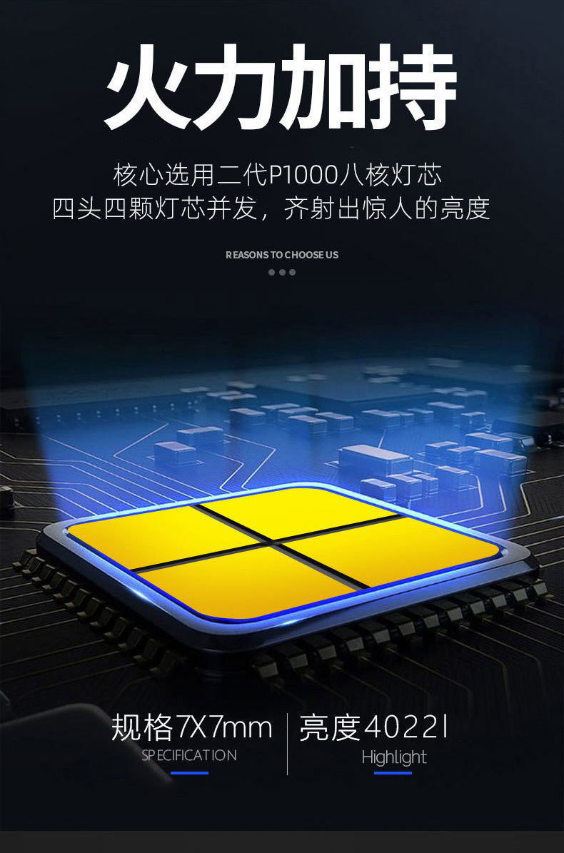 Cross-border new L-S03 high-intensity flashlight 4 four-lamp high-intensity long-range flashlight rechargeable COB side light Searchlight pic 4